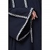 Front open kaftan with embroidery-Navy blue